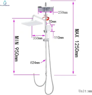 Chroom Regendouche Rechthoek 25x17cm met Handdouche en Stang