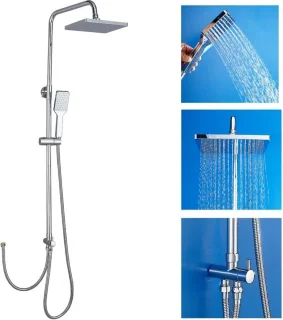 Chroom Regendouche Rechthoek 25x17cm met Handdouche en Stang