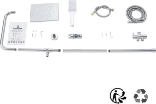 Chroom Regendouche Rechthoek 25x17cm met Handdouche en Stang