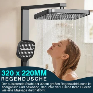 Compleet Zwart Douchesysteem