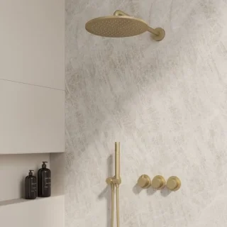 Complete 3-knops inbouw douchekraanset Sanitado Fancy mat goud
