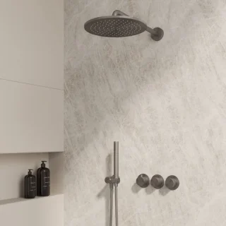 Complete 3-knops inbouw douchekraanset Sanitado Foya in gunmetal