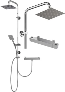Complete doucheset met regendouche en thermostaat – zilver