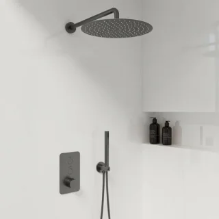 Complete inbouwdouche Sanitado Foya Click met stortdouche en handdouche in gunmetal