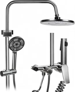 Complete regendouche set met handdouche en wandplank - zwart