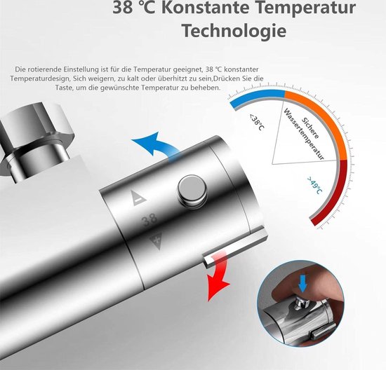 Complete Regendouche Systeem Thermostaatkraan Chroom