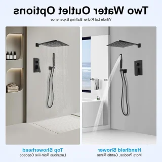 Complete Regenshower Set Wandmontage Zwart met Mengkraan
