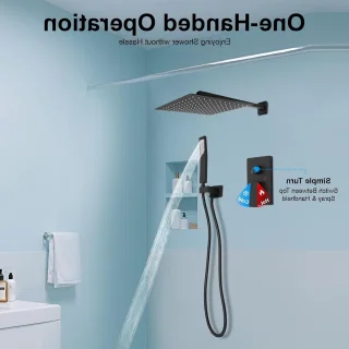 Complete Regenshower Set Wandmontage Zwart met Mengkraan
