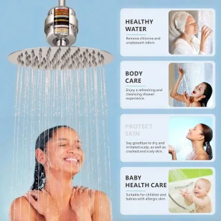 Complete set met regendouchekop en douchefilter (25 cm, rond)