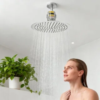 Complete set met regendouchekop en douchefilter (25 cm, rond)