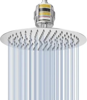 Complete set met regendouchekop en douchefilter (25 cm, rond)