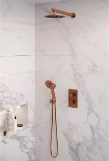 Copper Edition inbouw regendouche set 3-weg omstelling handdouche