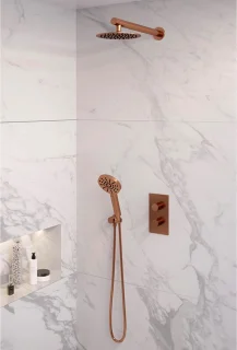 Copper Edition inbouw regendouche set 3-weg omstelling handdouche