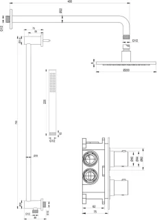 Copper Edition Inbouw Thermostatische Regendouche Set met 3-weg Omstelling