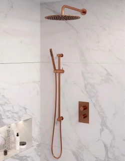 Copper Edition regendouche set 40 thermostatisch koper geborsteld PVD