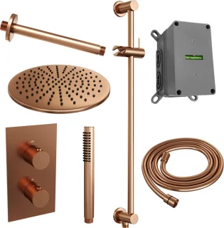 Copper Edition thermostatische inbouw regendouche 3-weg omstelling set koper geborsteld PVD