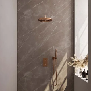 Copper Edition thermostatische inbouw regendouche set 3-weg koper geborsteld PVD