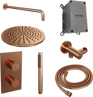 Copper Edition thermostatische inbouw regendouche set 3-weg koper geborsteld PVD