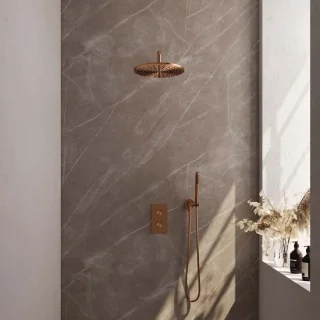 Copper Edition thermostatische inbouw regendouche set 3-weg koper geborsteld PVD