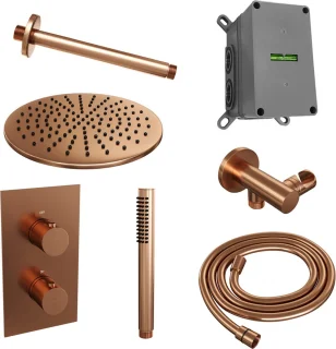 Copper Edition thermostatische inbouw regendouche set 3-weg