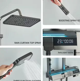 CS Douchekraan Digitaal 4-in-1 Zwart