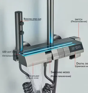 CS Douchekraan Digitaal 4-in-1 Zwart