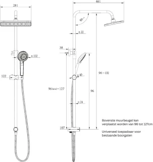 DailySupplies Regendouche Doucheset Zonder Kraan