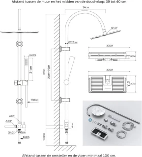 DailySupplies® Regendouchekop Zilver