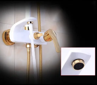 DailySupplies® Regendoucheset zonder kraan - Wit/Goud