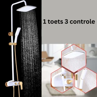 DailySupplies® Regendoucheset zonder kraan - Wit/Goud