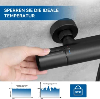 DERW Max Douchesysteem met thermostaatkraan zwart