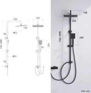 DERW Max Regendoucheset 109 cm Zwart