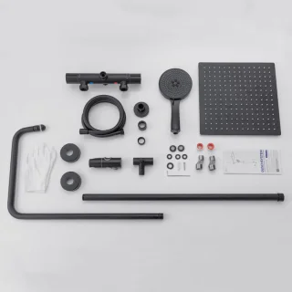 DERW Max Regendoucheset Thermostaatkraan Zwart 12 Inch