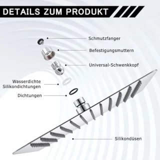 DETBOM Regendouchekop 40x40 cm Vierkant 304 RVS