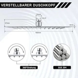 DETBOM Regendouchekop 40x40 cm Vierkant RVS Chroom