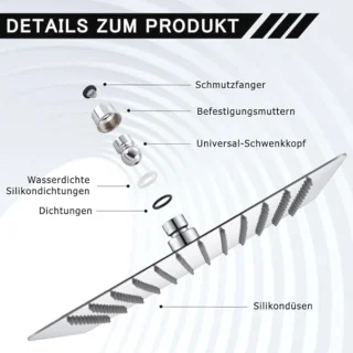 DETBOM Regendouchekop 40x40 cm Vierkant RVS Chroom