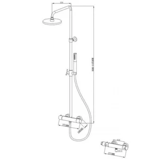 Diamond Line Megan Doucheset Thermostaatkraan Zwart 15 cm