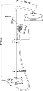 Differnz Thermoline Thermostatische Regendouche Mat Zwart