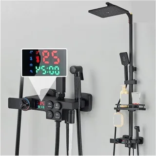 Digitaal douchesysteem thermostatische kraan 8 inch zwart