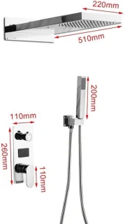 Digitale inbouw douche set - regendouche - zilver