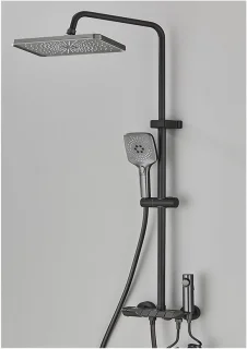 Digitale thermostatische doucheset met 8 inch hoofd - mat zwart