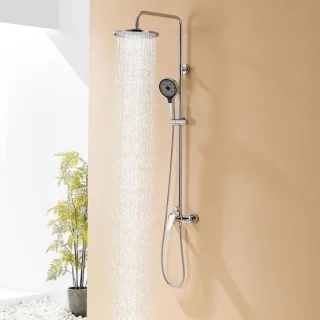 Douche armatuur regendouche set in hoogte verstelbaar 1 tot 1.39m chroom