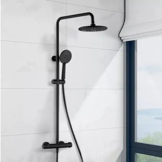 Douche armatuur set regendouche met handdouche 20 cm zwart