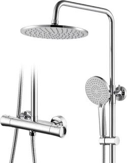 Douche-armatuur set thermostaat met 25 cm regendouche, chroom