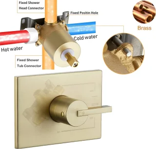 Douche- en badkraanset geborsteld goud