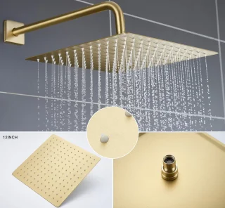 Douche- en badkraanset geborsteld goud