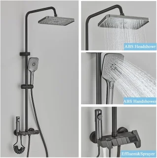 Douche mengset regendouchekraan wandmontage grijs