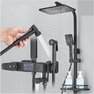 Douche mixer set regendouche systeem 10 inch zwart