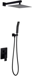 Douche set regendouche kraan massief messing 8 inch mat zwart