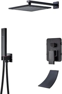 Douche set regendouche kraan wandmontage 8 inch zwart brons